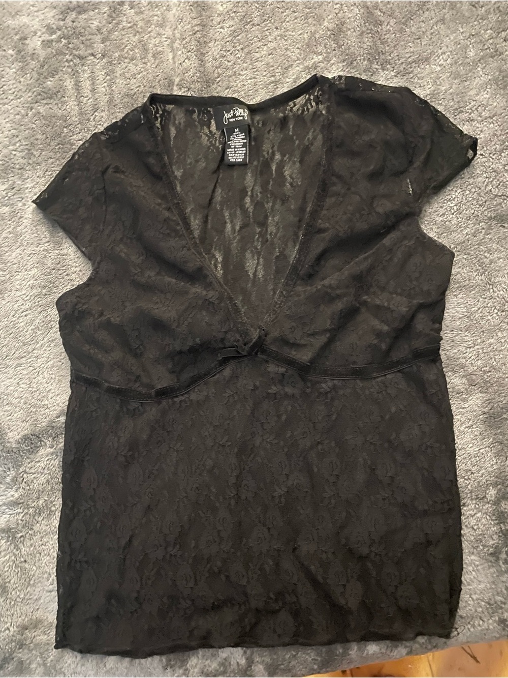 Black Lacey Cropped Short Sleeve Top